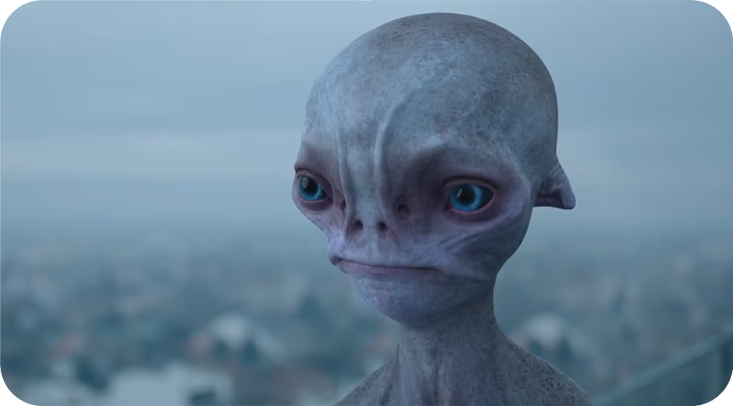 A blue alien character from a Wonder Dynamics demonstration.